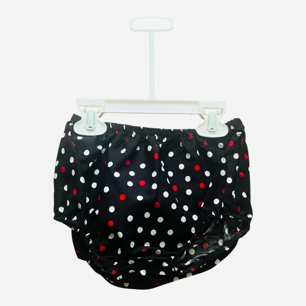Bonnie Baby black dress and pants 18 M with red and white polka dots A-line belt